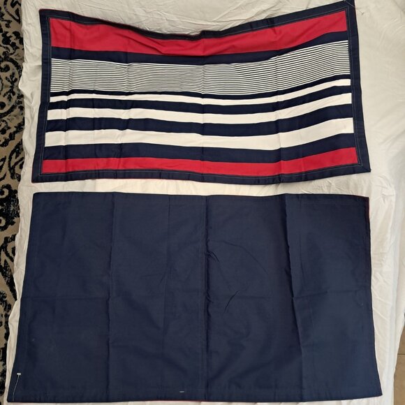 IZOD Red Blue White Varisty Stripe Sham's King Size - Picture 3 of 5